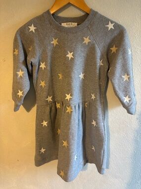 Sea‎ New York Grey Sweatshirt Dress with Gold & White Stars